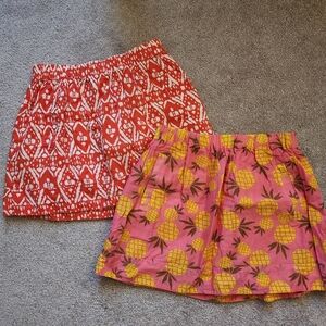 J.Crew Pink Pineapple Orange Print Skirts XS